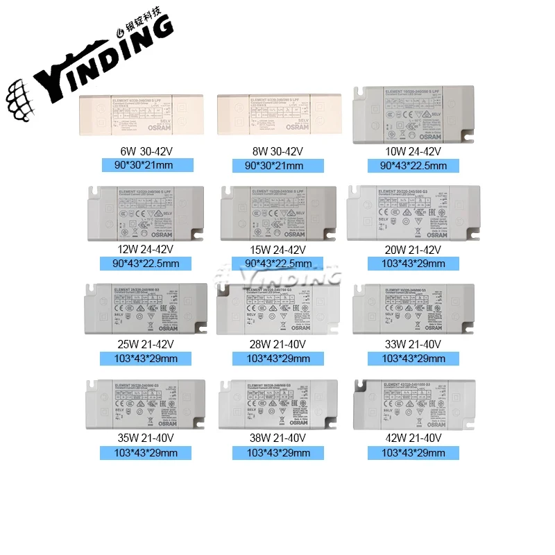 LED lighting transformer 220V to DC21-42V 6-42W power supply adapter DC 21-42 volt source LED driver for LED strips