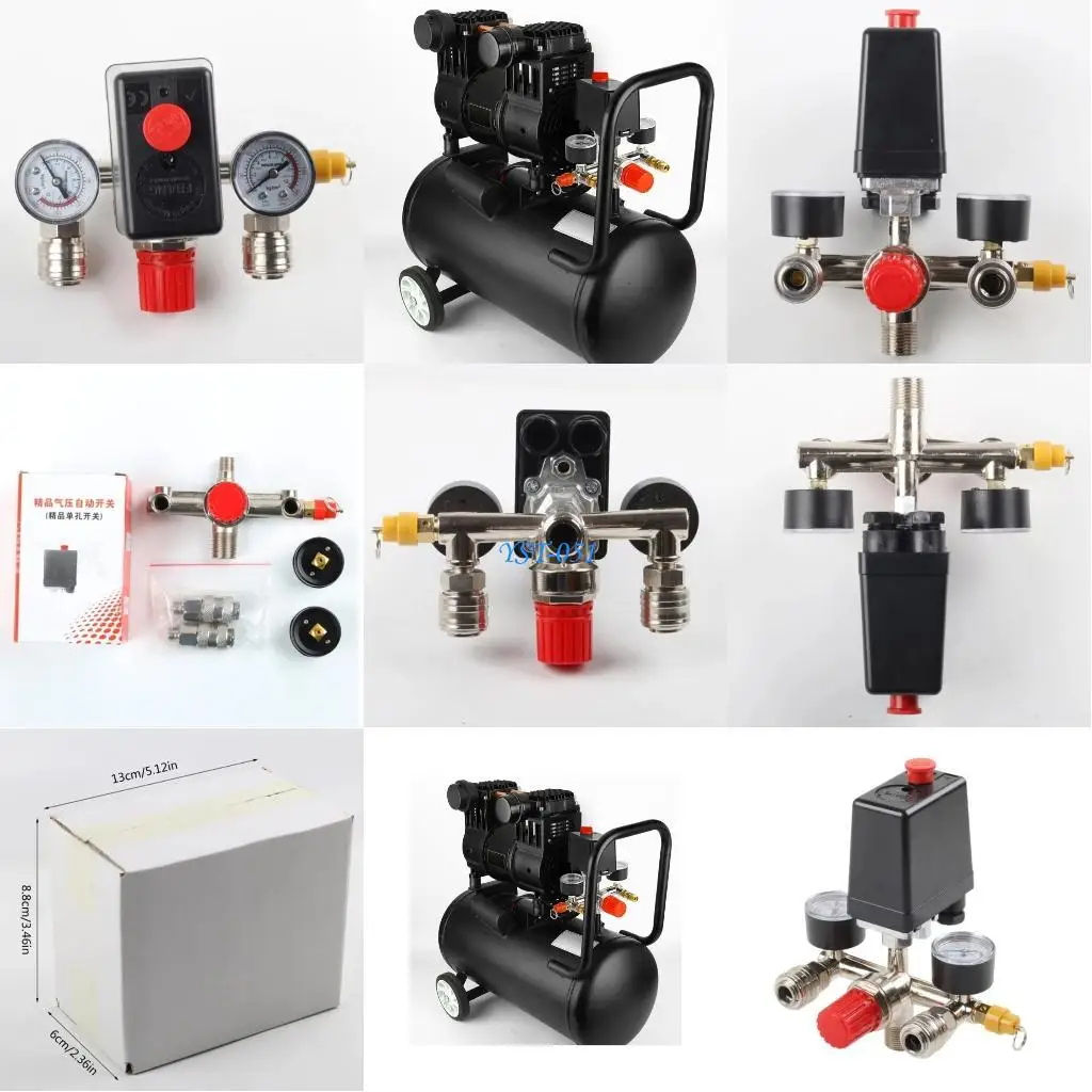 

E15A Yellow Covers German Assembly for 380V Three Phase Electric Compressor Pressure Manifold Regulator Gauges Bracket Holder