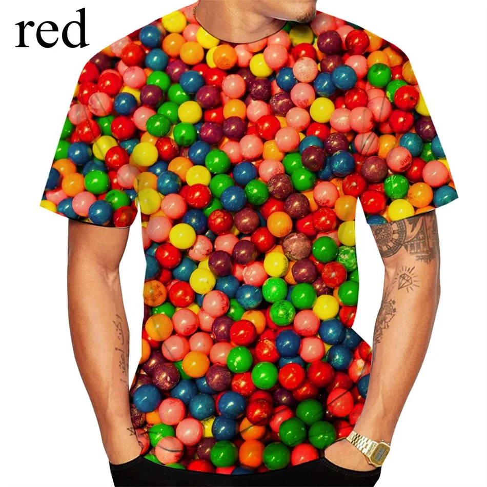 Colorful Food Candy Chocolate 3D T Shirt For Boy Girl Summer 4-20Y Children Fashion T-Shirt Kids Birthday Tshirt Clothing Tops