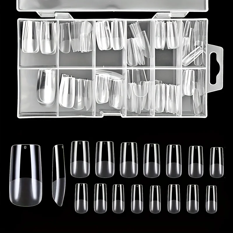 120 قطعة من أطراف الأظافر الأكريليك المربعة المتوسطة - نصف غير لامعة، غطاء كامل من أطراف الجل الناعمة على شكل مسبق لمانيكير الأظافر واستخدام الصالونات، شفاف #2