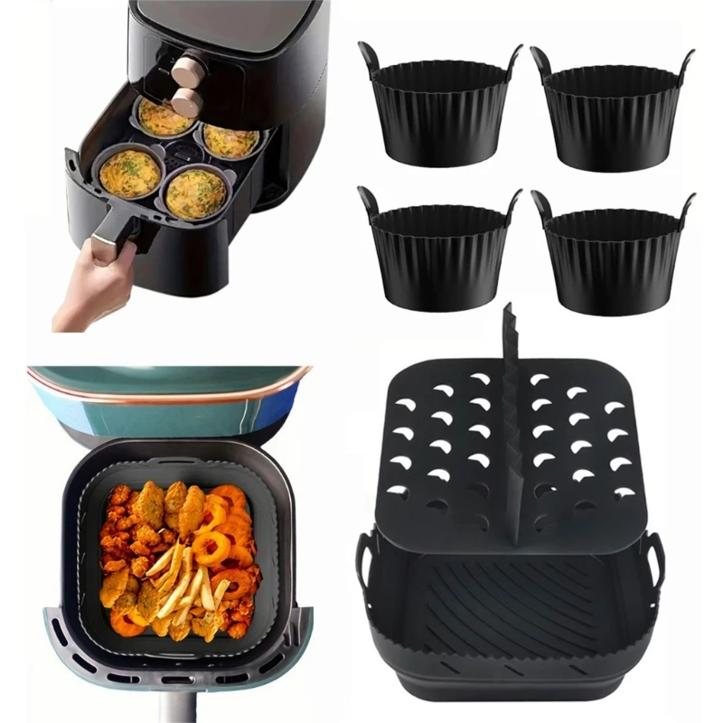 

Silicone Air Fryers Liners Square Reusable Airfryers Silicone Basket Separator