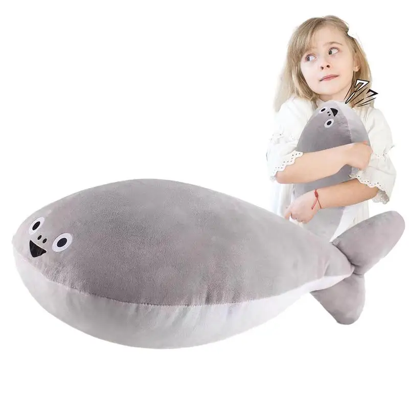 Sacabambaspis Plush Squeaky Cute Pufferfish Plush Toy Simulation Puffer Plush Doll Throw Pillow Kids Soft Stuffed Puffer Fish