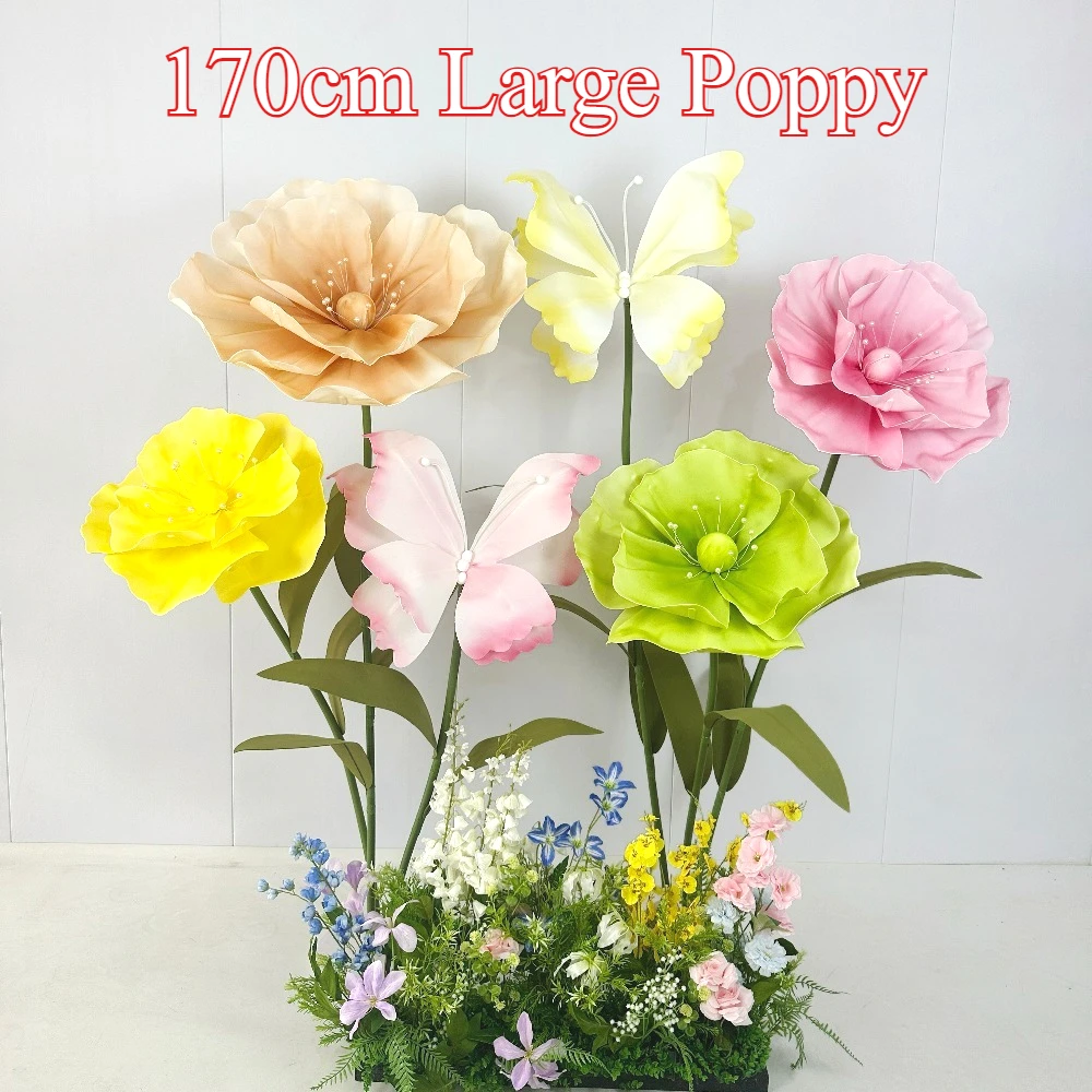 

Poppy Artificial Flowers for Wedding Decoration Indoor Party Artificial Flower Atmosphere Decorations 170cm Aisle Flowers