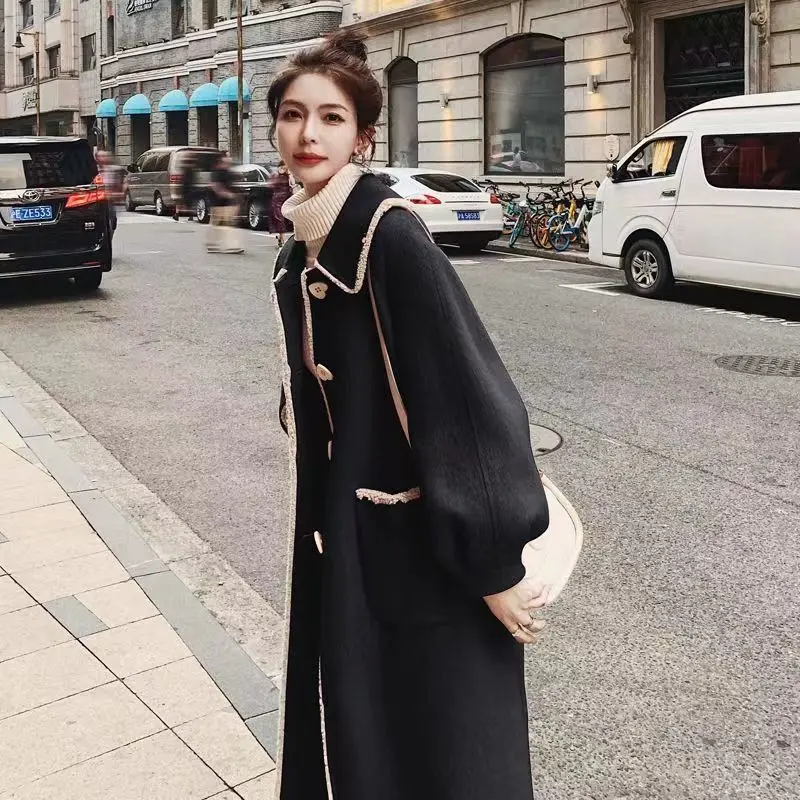 2023 Autumn And Winter New Korean Version Fashionable And Sweet Mid Length Thickened Wool Coat For Women