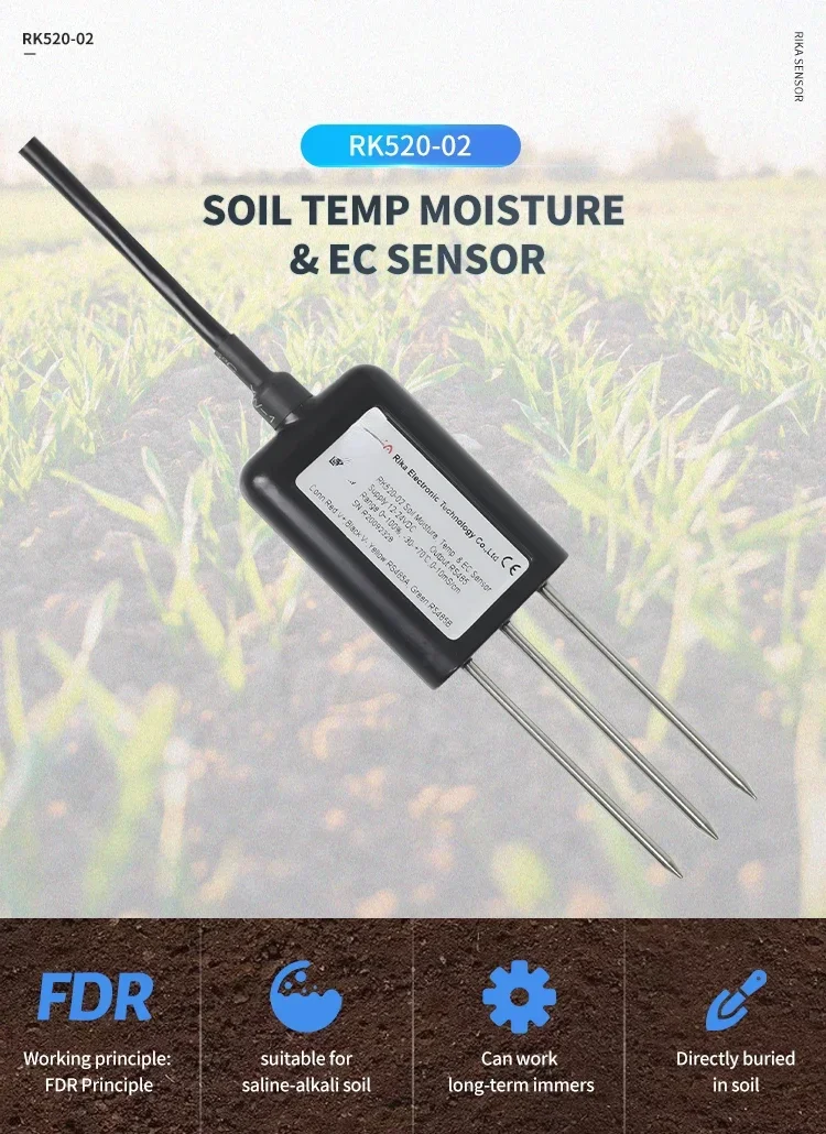 Soil Humidity Probe Final Factory Price RK520-02 Soil Humidity And Temperature Sensor For GreenhouseHot Sales Cheap And Fine