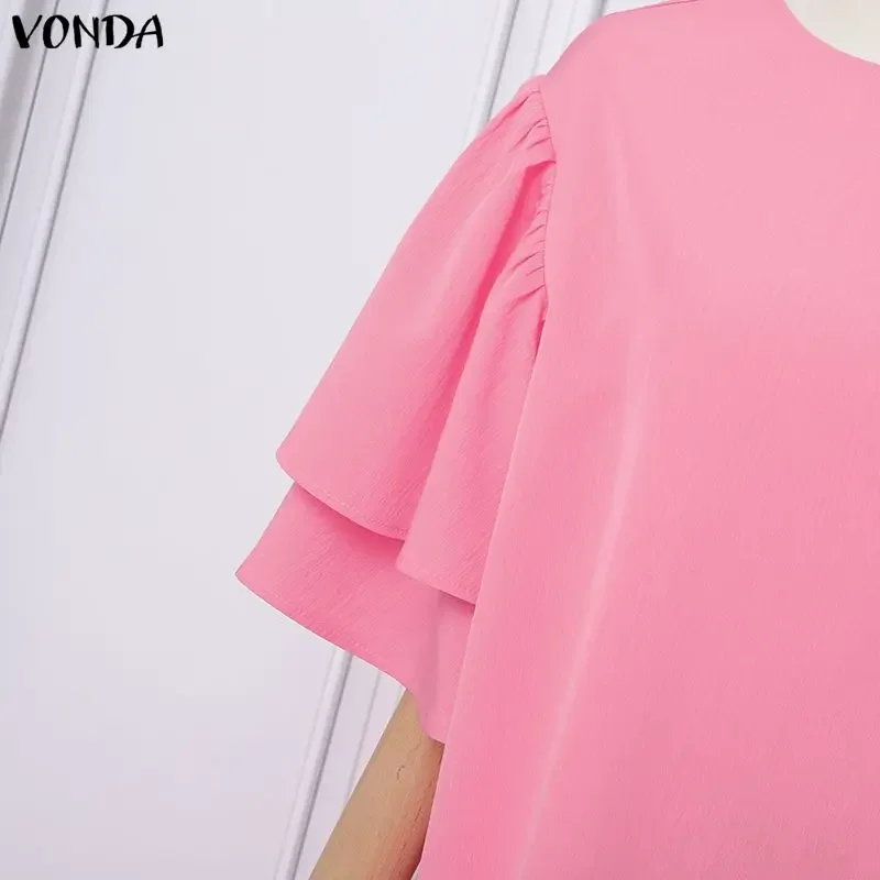 VONDA Elegant Party Women Summer Dress Half Sleeve Plus Size Dresses Ruffle Sleeve OL Work Vestidos Long Maxi Dress Streetwear 4