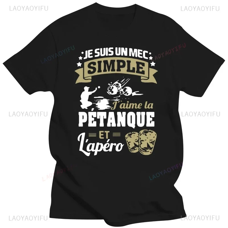 2024 Popular Top Sale Cool je suis un simple aime la petanque et lapero shirt men Customized O Neck Gift Comical Spring T shirts