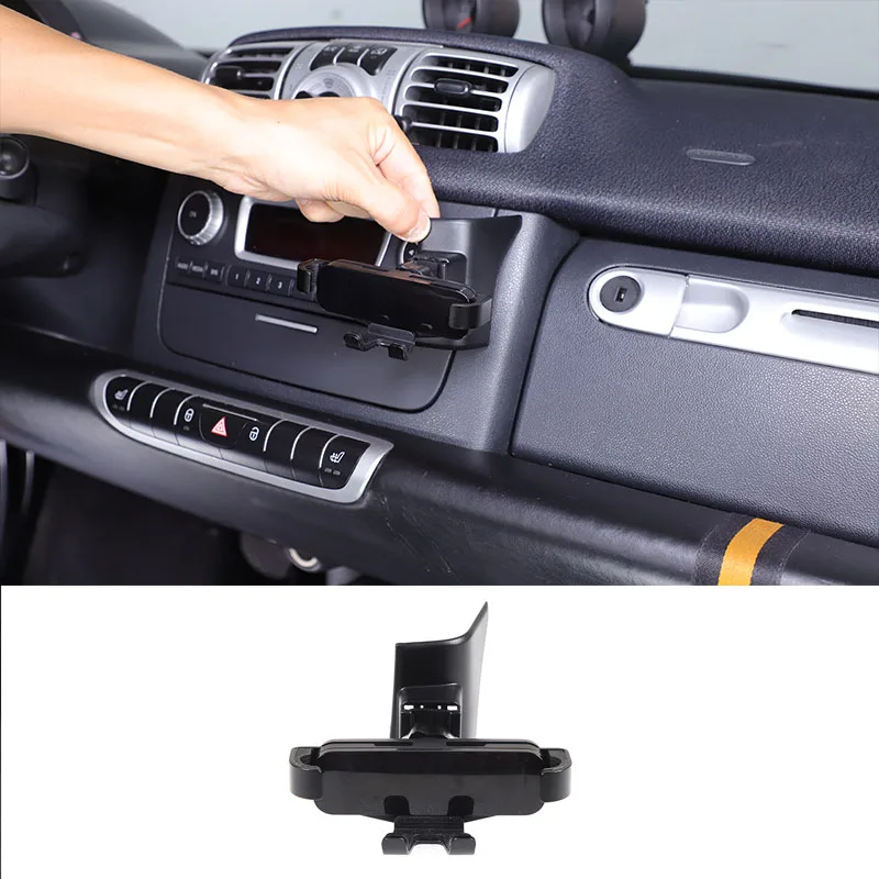 

1-piece set ABS black For Mercedes Benz Smart 451 Fortwo 2011-2015 car glove box side mobile phone holder interior accessories