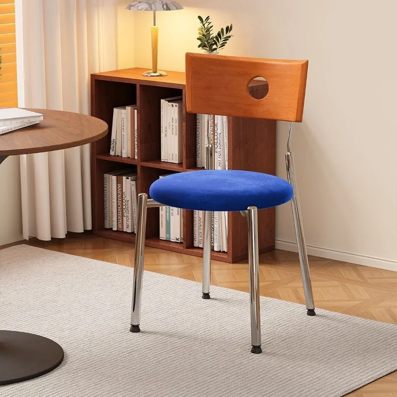Dining chair household solid wood back chair casual retro stainless steel dining table