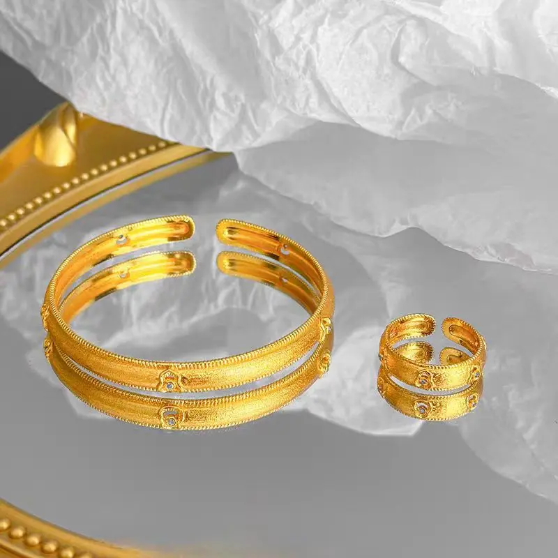 

Fashion Kt14 Gold Color Zicon Drilled Bracelet Bangle for Women's Girlfriend Open Bangle Birthday Wedding Engagement Gifts