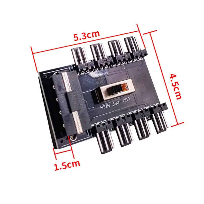 Ventilador Hub de 1 a 8 3 pines Pwm Sata Molex Splitter PC Cable de minería 12V Power supply Cooler Speed Controller 4pin/SATA adaptador