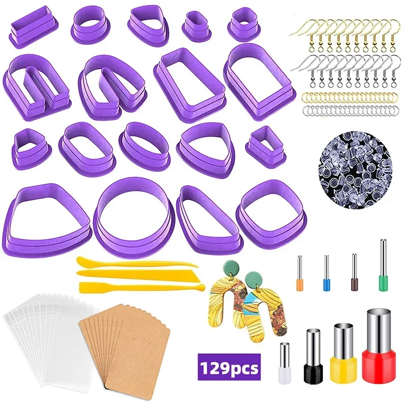 Polymer Clay Cutters Kit Earrings Ceramic Craft Cutting Mold Baking Mould Handmade DIY Jewelry Making Tools Cake Cookie Cutters