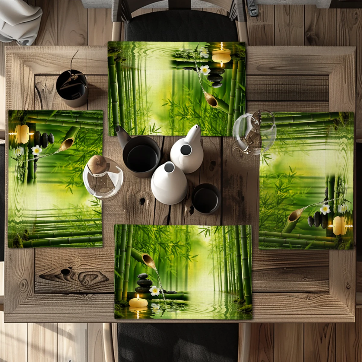 Fresh Lily of the Valley Floral Polyester Placemat - Decorative Dining Mat, Butterfly Pattern Table Decoration for Daily Use
