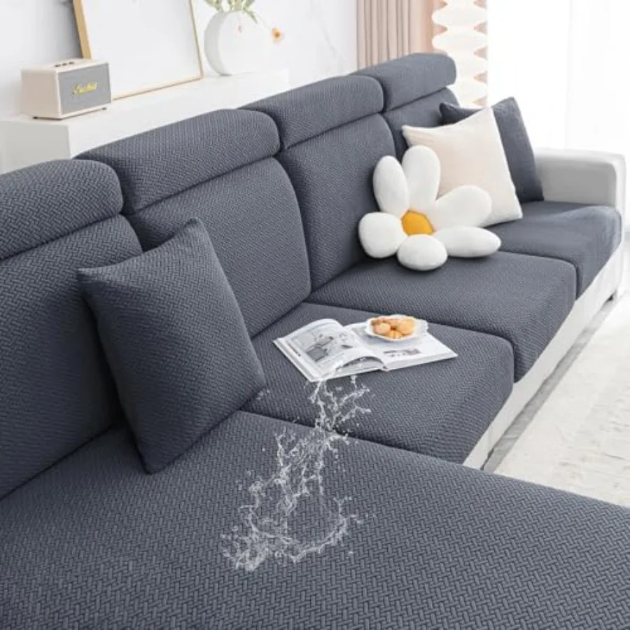 

Waterproof Couch Cushion Covers, Stretch Jacquard Thick Sofa Cushion Covers, Washable Seat Slipcover Elastic Furniture Protecto