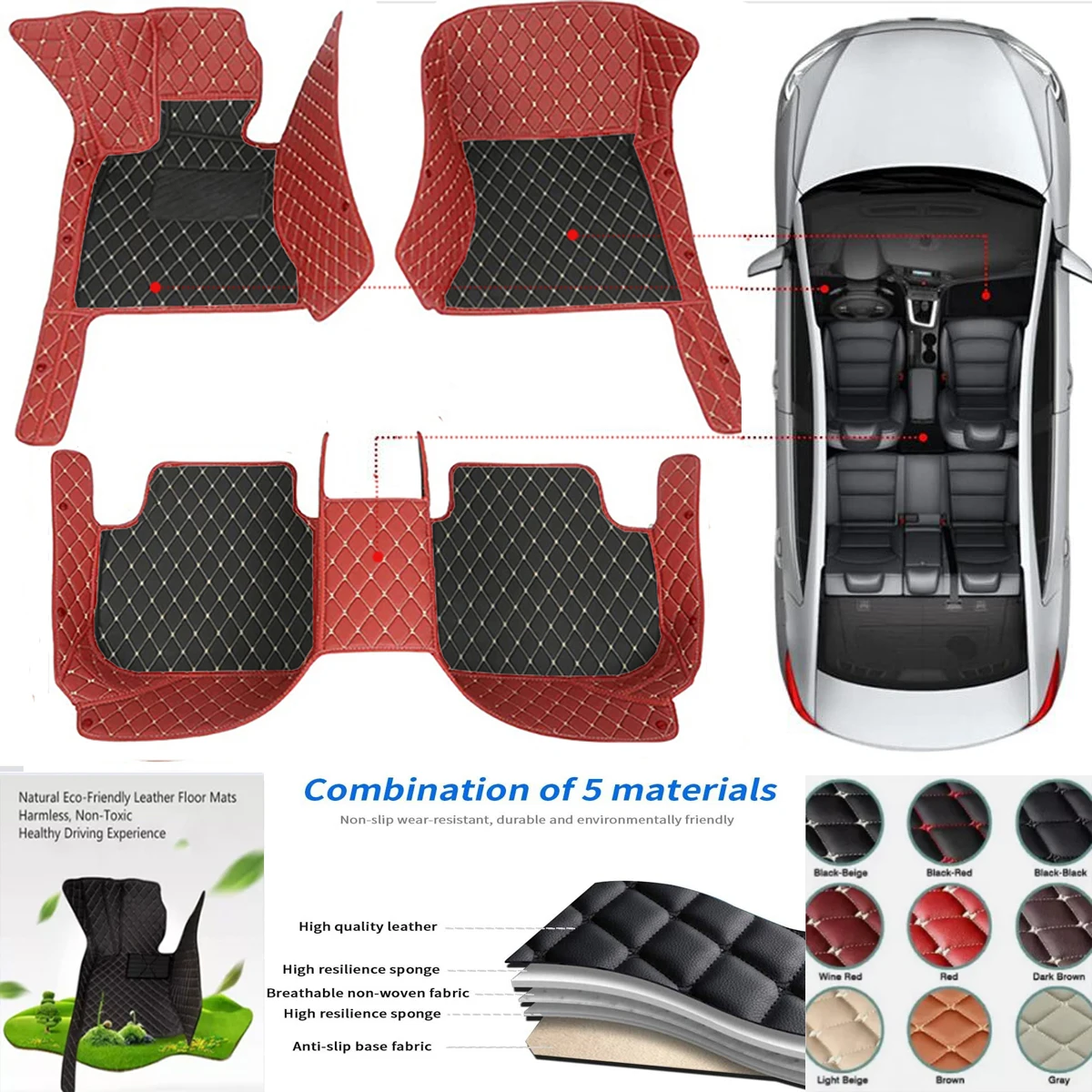 

3D PU-leather Waterproof Custom Car Floor Mats For KIA Soul Auto Carpets Accessorie Floor Liners