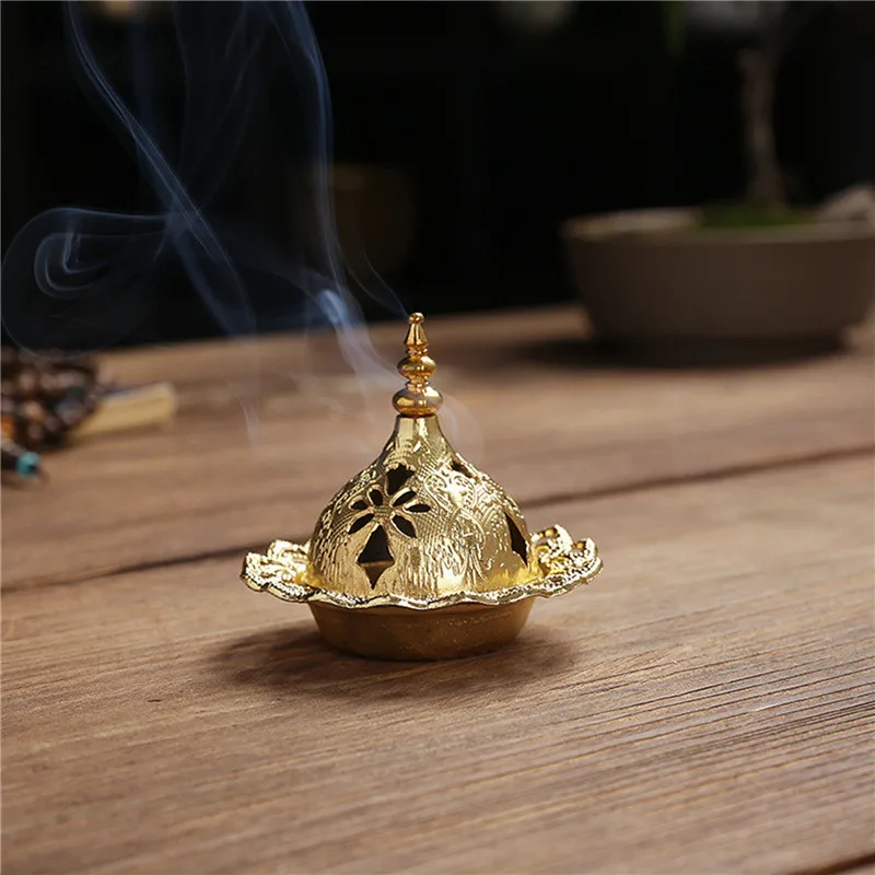 Incense Burner Holder Metal Censer Cone Arabian Stick Frankincense Vintage Bakhoor Coil Ash Catcher Iron Aromatherapy Fragrance