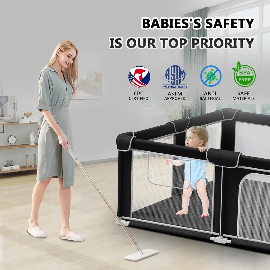 روضة أطفال قابلة للطي للأطفال الصغار مقاس 50 × 50 بوصة ساحة لعب محمولة مع قلم لعب قابل للطي مع إطار معدني قوي وM #2
