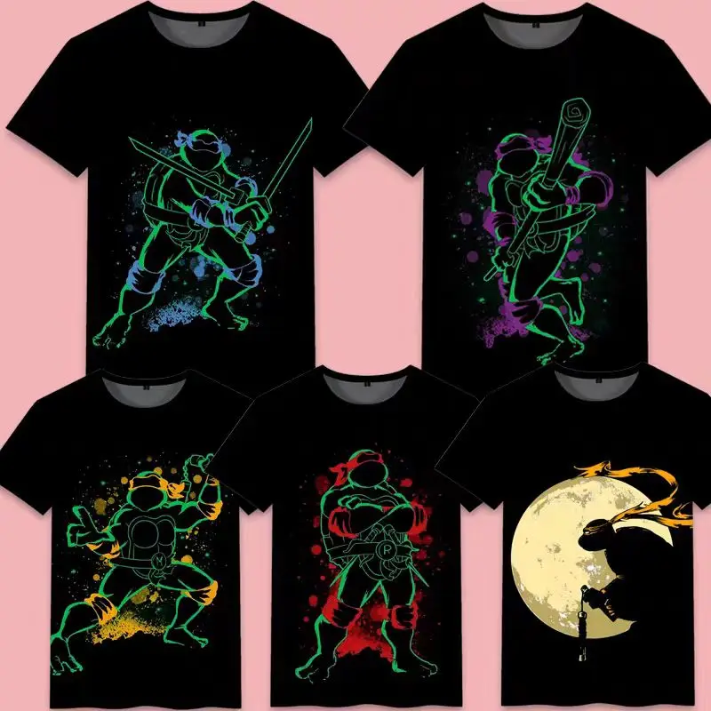 Nickelodeon Frühjahr/Sommer Fashion-Ninja Turtles 3D-T-Shirt für Jungen und Mädchen (Alter 3-12) – Bequemes und cooles Oberteil