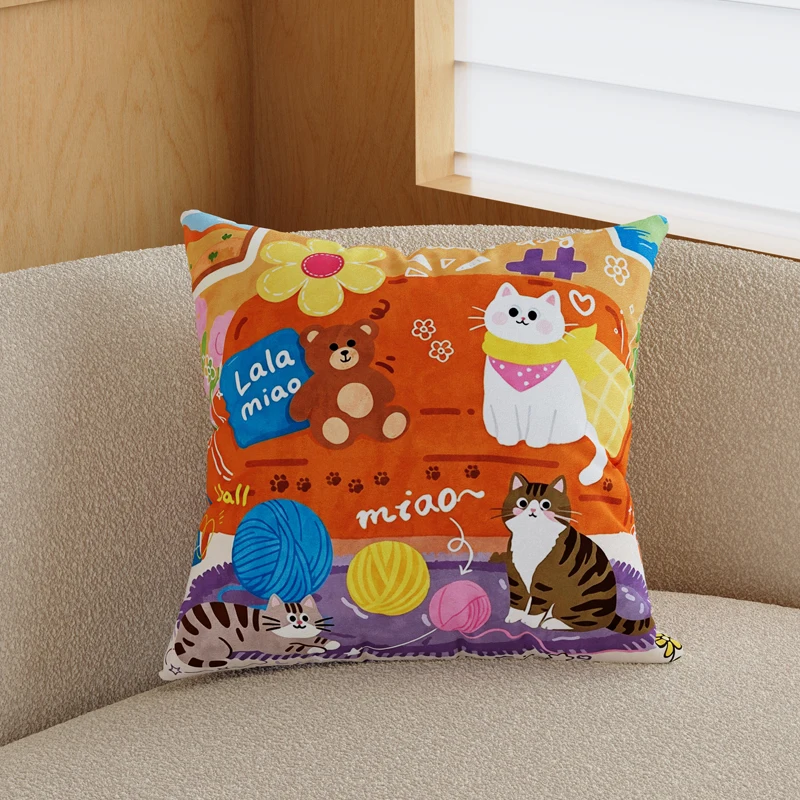 Cartoon Dopaamine Pillow Living Room Sofa Backrest Bedroom Headboard Cushion Cover Luxury Feel PP Cotton Filled Square Pillow