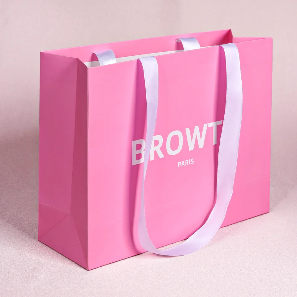 Custom Printed Logo Retail Cosmetic Shopping Bag Private Label Luxury Boutique Jewelry Perfume Gift Wrapping Packaging Paper Bag