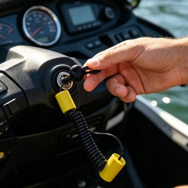 M76E Coiled PWC Lanyard Assembly 278002843 278003410 with ABS Housing and Attachment Clip for Marine Craft Outings