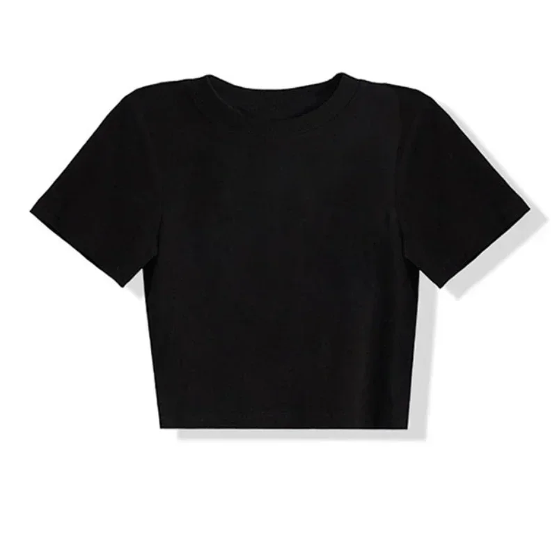 

Summer 2025 Solid Basic Short Sleeve Womens Tshirt Casual Black White Fashion Crop Top T Shirt Ladies Fashion Korean Tee Shirt