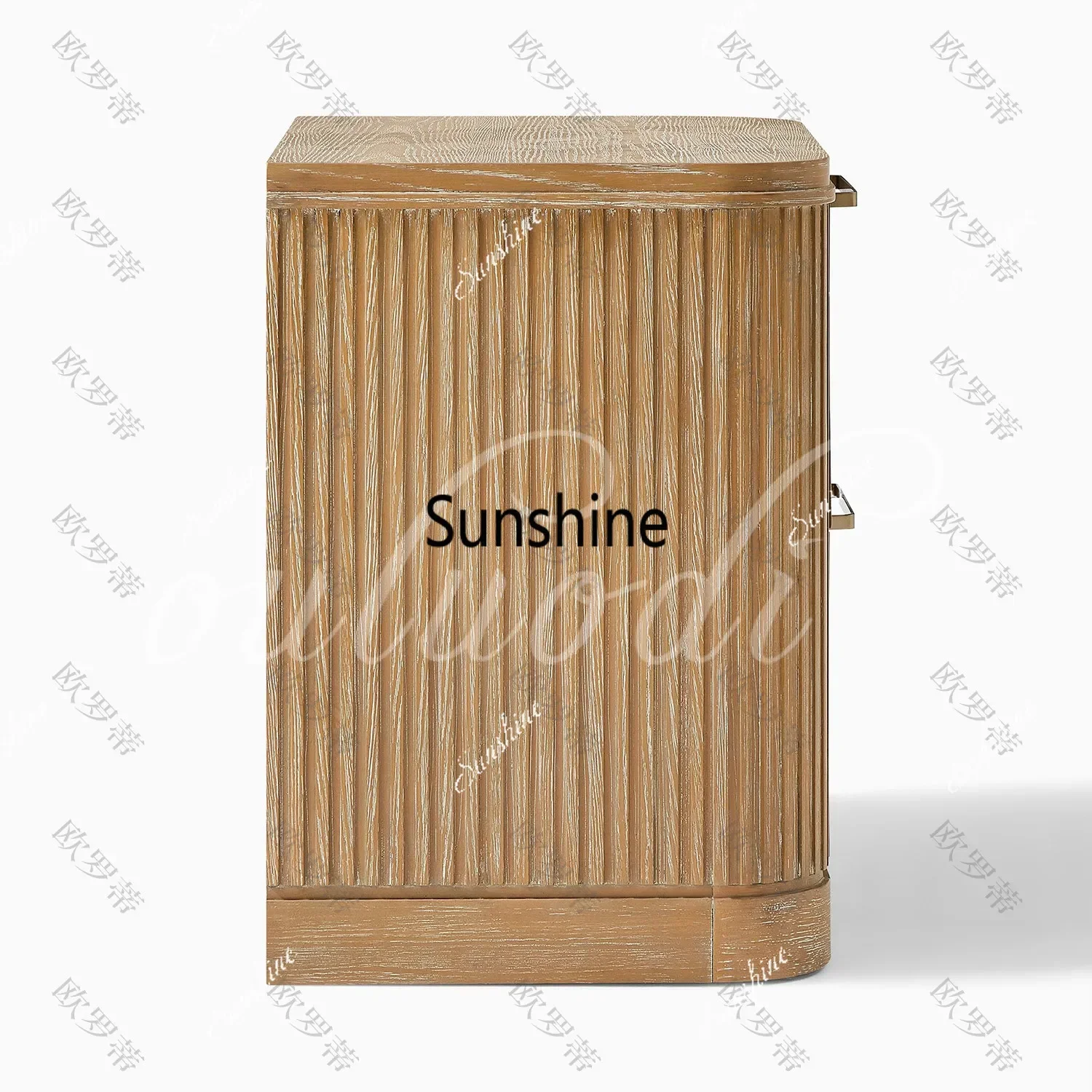 American retro style ash wood double pumping bedside tableT*