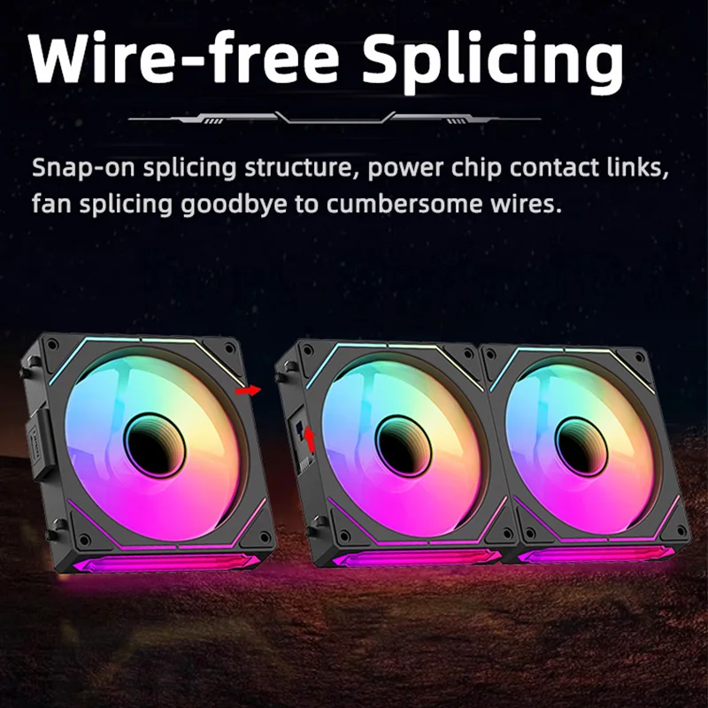COOLCIRC PC 케이스 팬 120mm ARGB 미러 사이클 조명 효과 CPU 쿨러 팬 4핀 PWM 58.36CFM 컴퓨터 수랭 쿨러용 팬