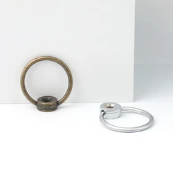 2pcs Door Furniture Handle Pull Knobs for Jewelry Wooden Box Antique Bronze/Silver Cutting Board Handle Zinc Alloy Ring Hardware