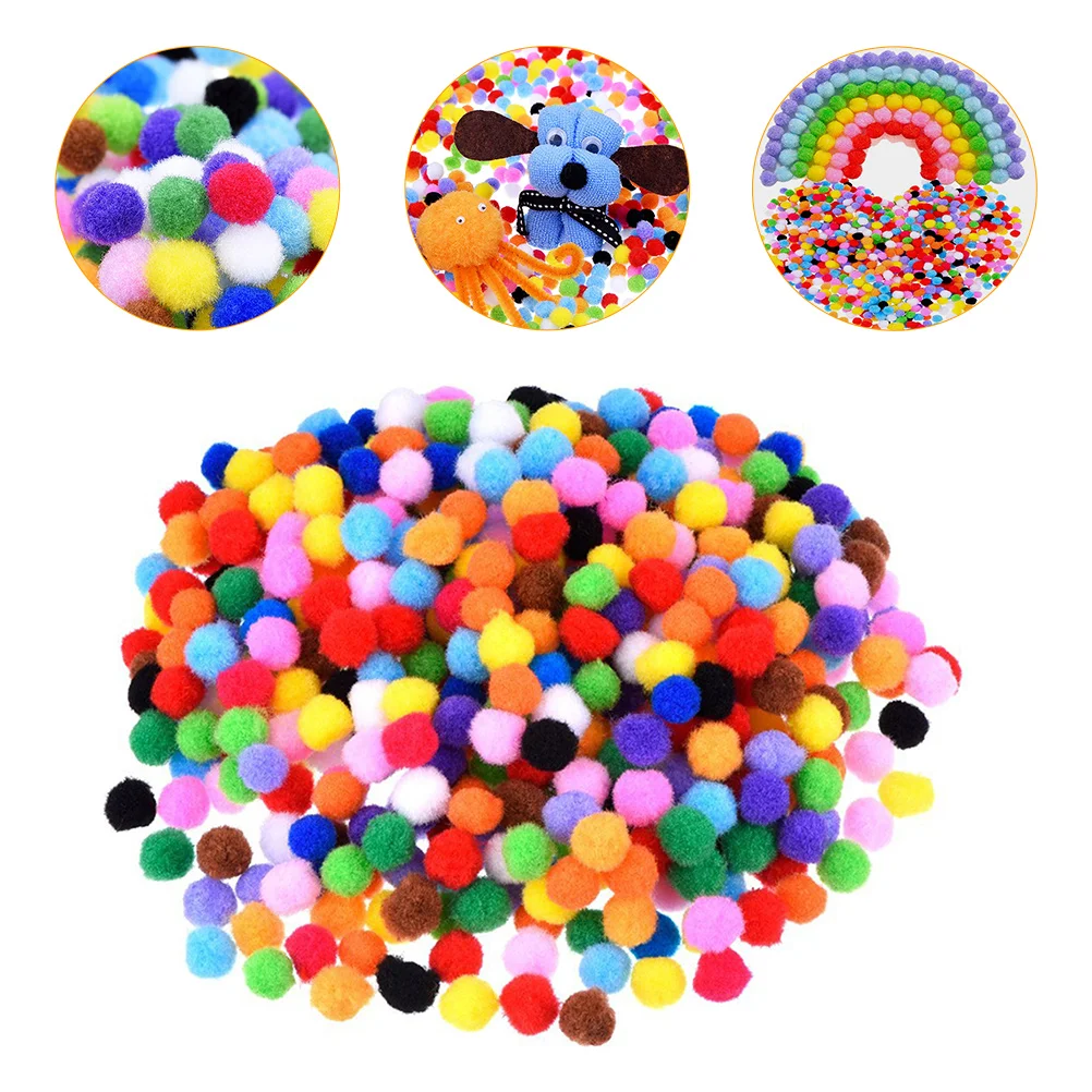 Pompón de bolas pequeñas y esponjosas para niños, pompón de felpa para manualidades, color marrón, 3x3cm, 200 piezas