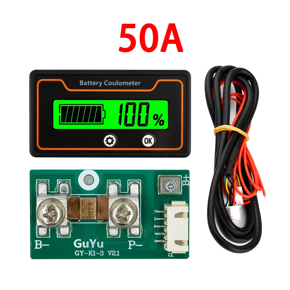 DC 8-120V Lead Acid Lithium Battery Iron Lithium Universal Battery Display Table GY-K1S Coulomb Meter 100A 400A 500A Green Light