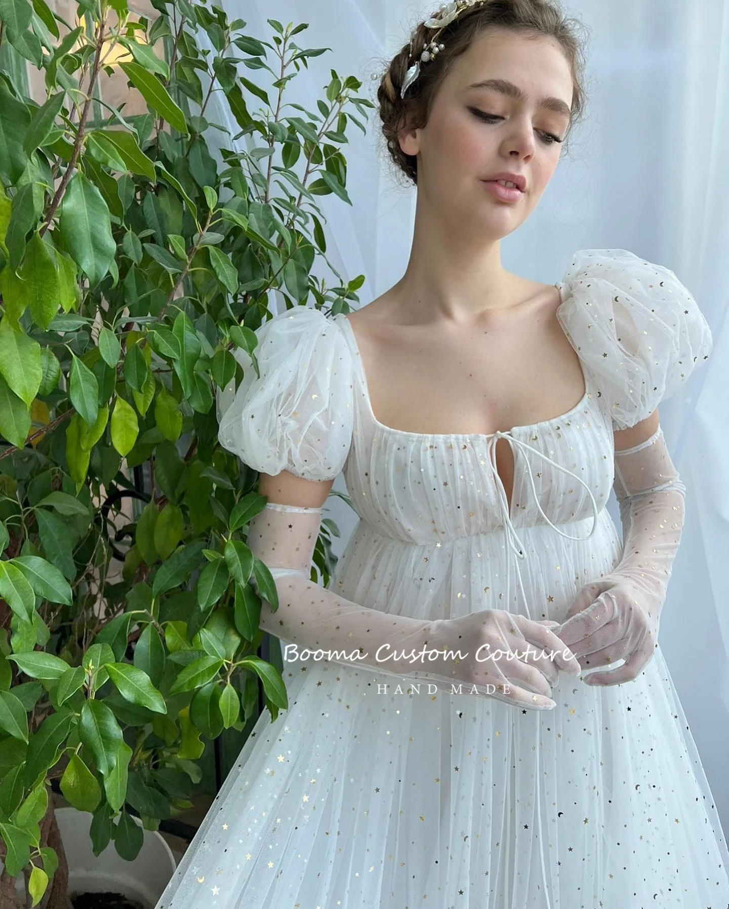 Booma Rotterdam-Robe de Soirée de Mariage Trapèze à Paillettes, Tulle Étoilé Kly, Manches Courtes Carrées, Robes de Promo, Maxi à Plusieurs Niveaux, Quelle que soit