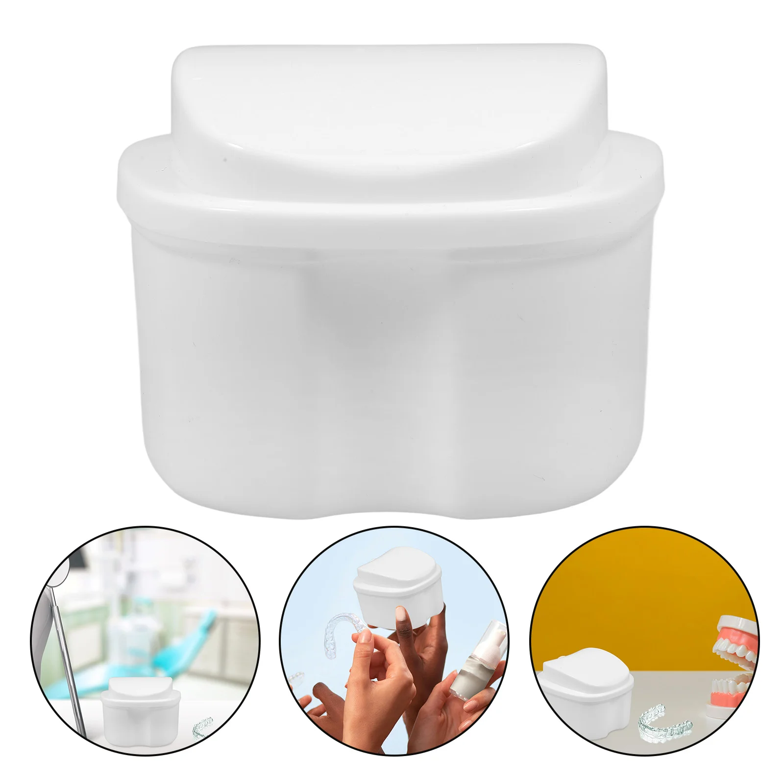 

Care Box Storage Box Case Teeth Filter with Hole for False Teeth Use (White)