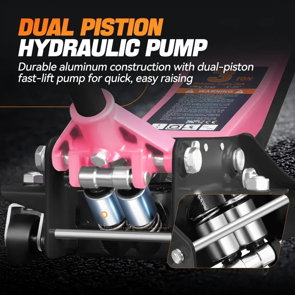 헤비 듀티 3톤 저프로파일 유압 자동차 리프트 잭 듀얼 피스톤으로 빠른 리프팅 및 레이싱 성능