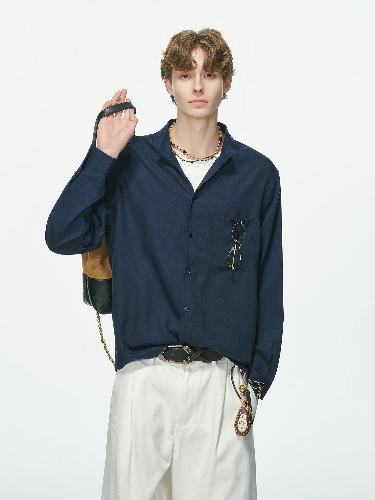 Dream Made Men's Pure Color Linen Shirt Long Sleeve Youth Fashion Casual Commute Style Comfortable Breathable Autumn Shirt