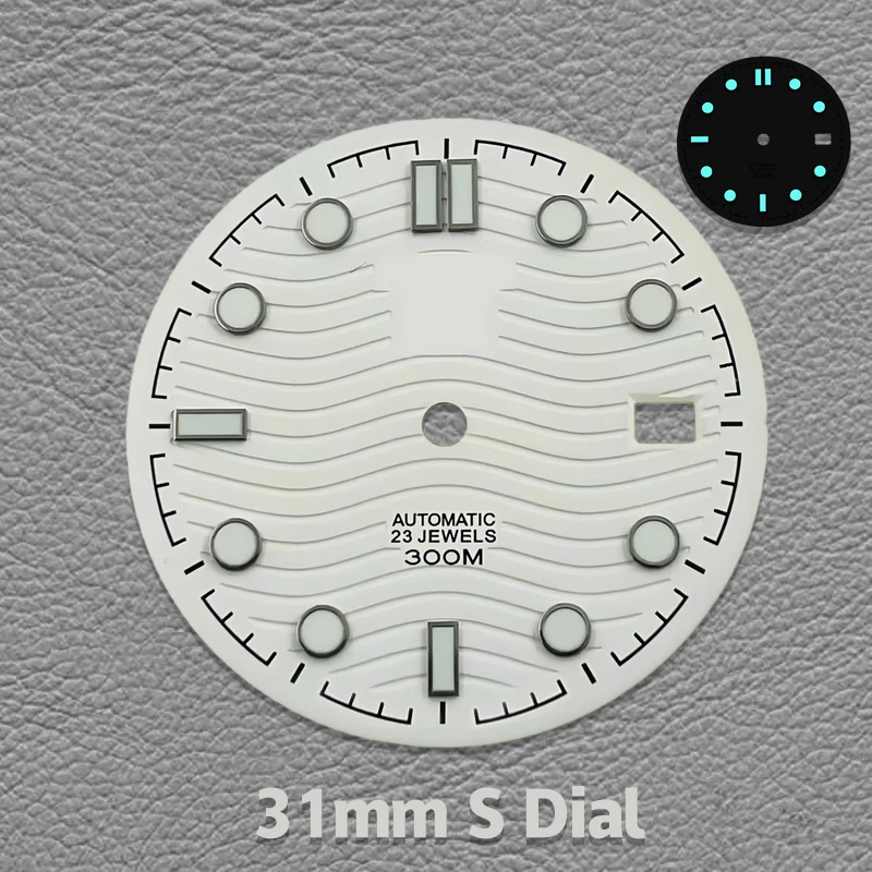 

31mm Dial NH35 Dial with S Logo, Suitable for NH35/NH36 Movement, Blue-Green Luminous, Watch Modification Accessory