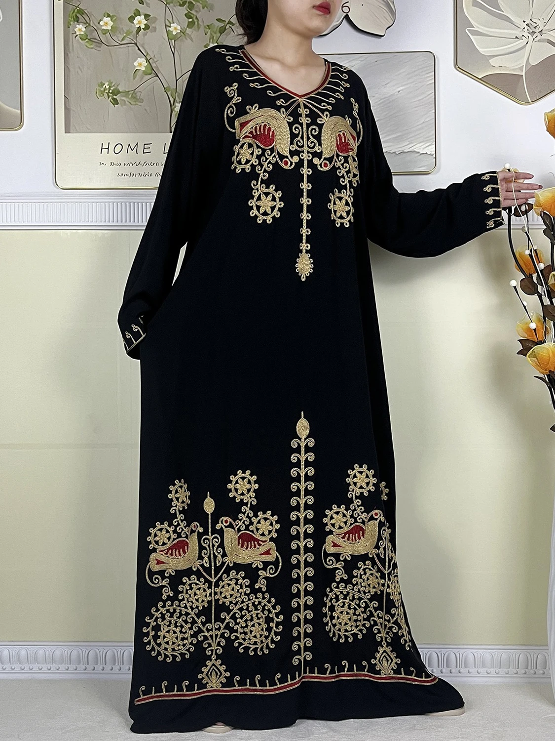 Abayas muçulmanas para mulheres vestido 2024 nova moda bordar algodão manga comprida solta femme africano islam mulher vestidos com cachecol