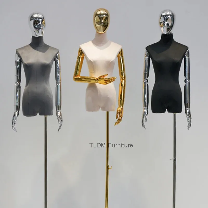 

Suede with Clothing Female Mannequin Model Upper Electroplated Arms Body Korean Store Window Wedding Dress Display Stand FYMQ