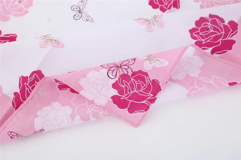 3 Stück 45 x 45 cm quadratisches Baumwoll-Taschentuch mit Schmetterlings- und Rosenblumenmuster für Damen, Damen-Handtuch, Hochzeit, Party, Geschenk, Furoshiki – Detail 8