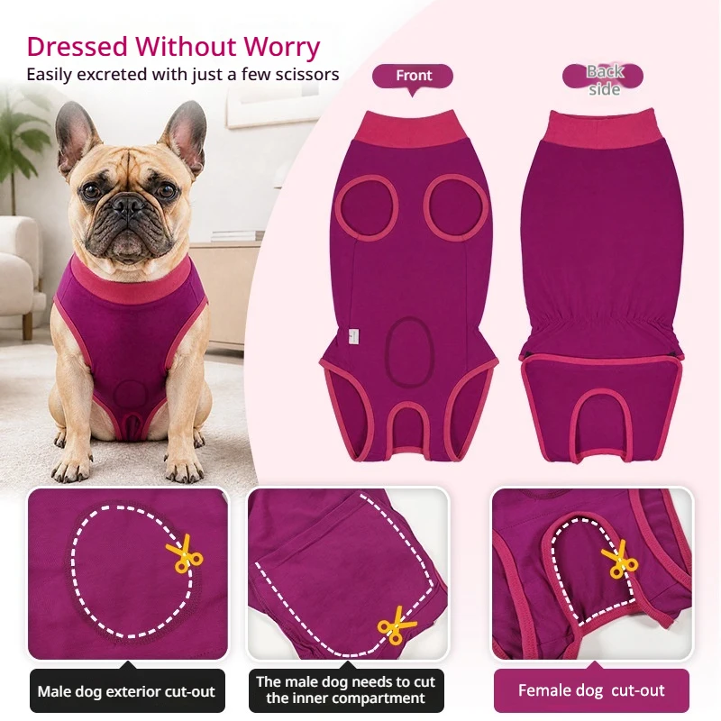 Dog Recovery Suit Anti Lick Soft Breathable Full Coverage Onesie Bodysuit Large Dogs Puppy Post Surgery Spay Pet Clothes Hot New