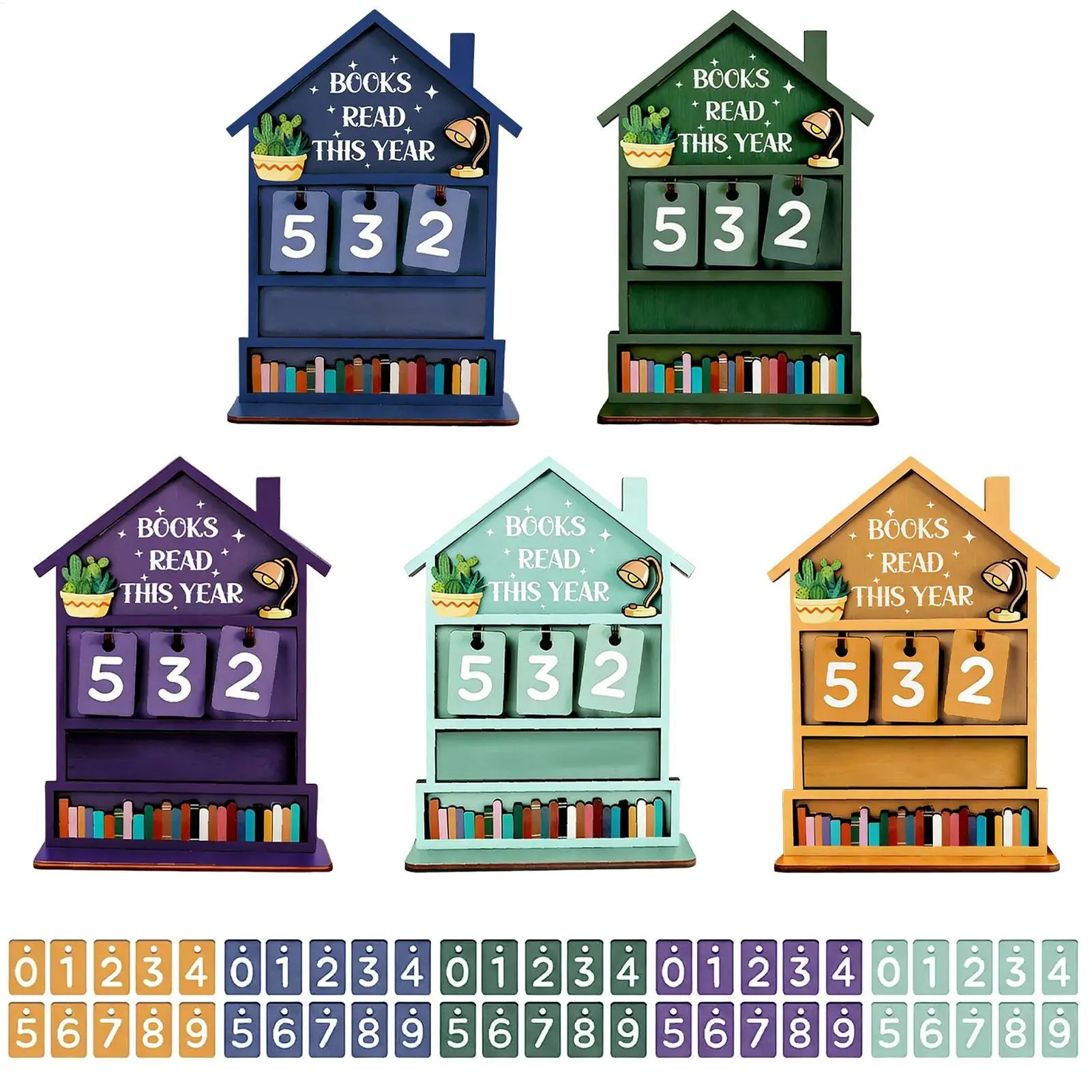Bücherlesungs-Tracker aus Holz: Manueller Lesezähler für Bücher, Lesezeichen-Display, Bücherregal-Dekoration