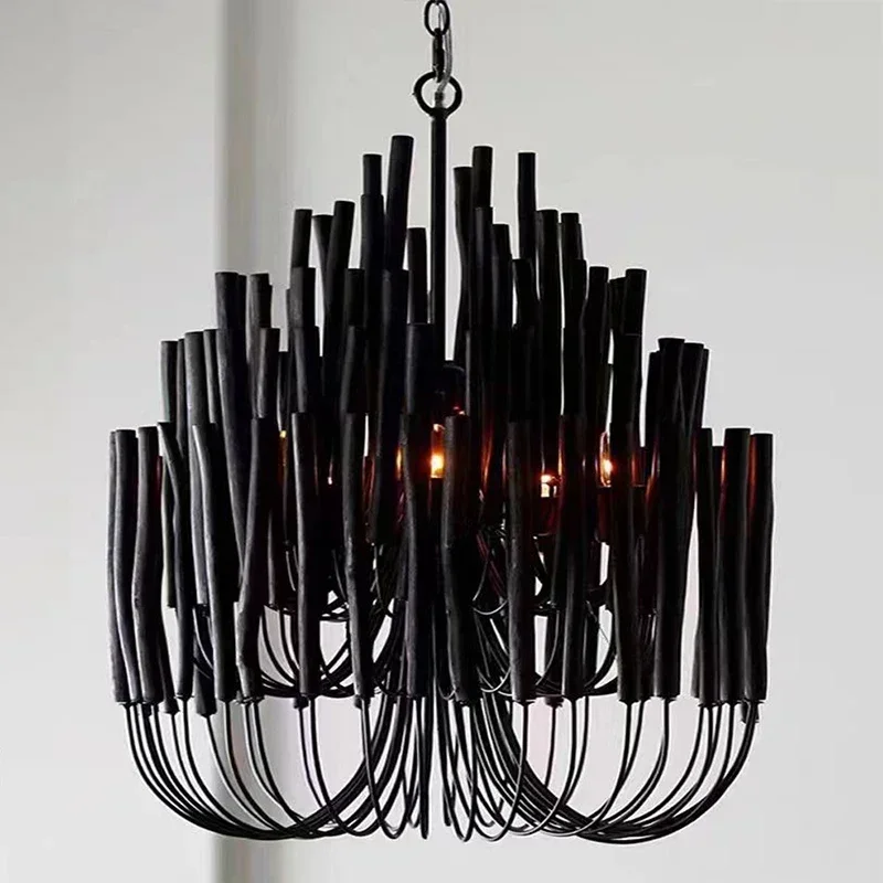 Modern Home Decoration Ceiling Chandelier Wood Candles Led Lights Nordic Designer Living Room Dining Table Bedroom Lustre Salon