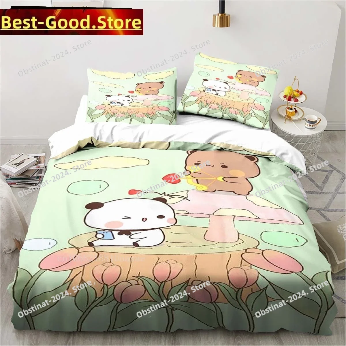 

Cute Bubu and Dudu Cartoon Print All Season Twin Bedding Set 3 Piece Comforter Set Bed Duvet Cover Double King Comforter Cover