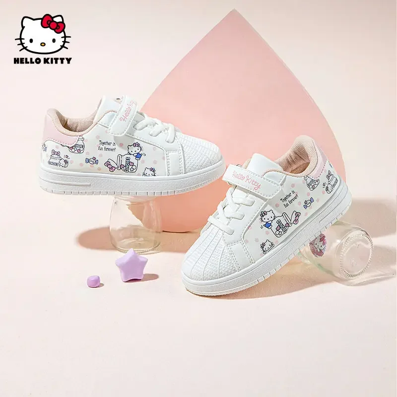 Sanrio Cartoon Kawaii Hello Kitty Series Girls' Sneakers Autumn and Winter New Children's Warm Thickened Outdoor Sports Sneakers