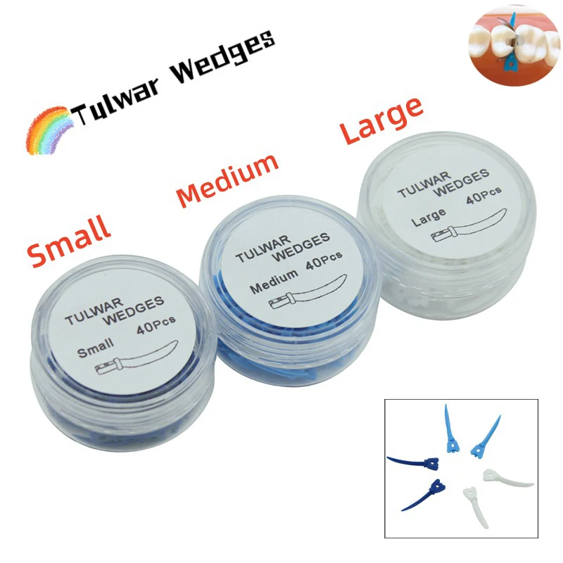 

40Pcs/Box Dental Wedge Tulwar Disposable Tooth Gap L/M/S Plastic With Holes 3 Sizes Dentistry Materials Dentist Tools