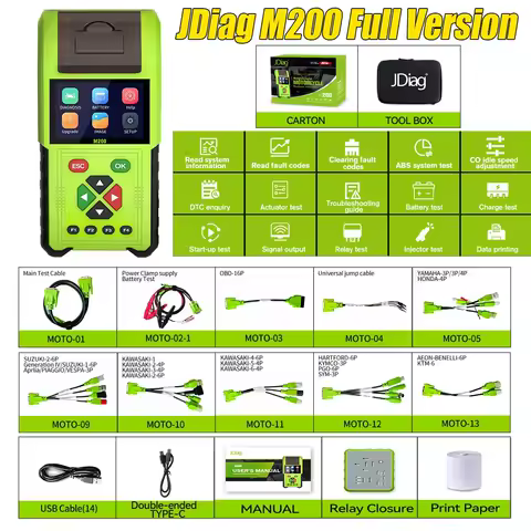 JDiag M200 Scanner Code Reader Battery Tester Motorcycle Multifunction Moto Diagnostic Tool For BMW/Honda/Kawasaki/Yamaha/SUZUKI