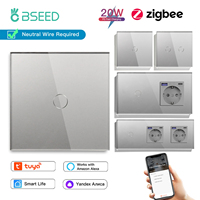 BSEED 1/2/3Gang Zigbee Wall Touch Switches 1/2/3Way Tuya Smart Life App Control With 20W Type-c USB EU Sockets Fast Charging