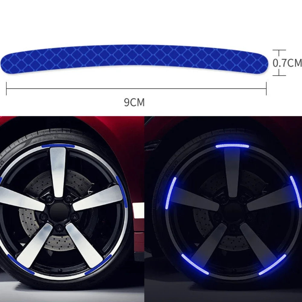 20pcs Car Wheel Hub Reflective Sticker Tire Rim Reflective Strips Luminous for Night Driving Car Bike Motorcycle Wheel Sticker