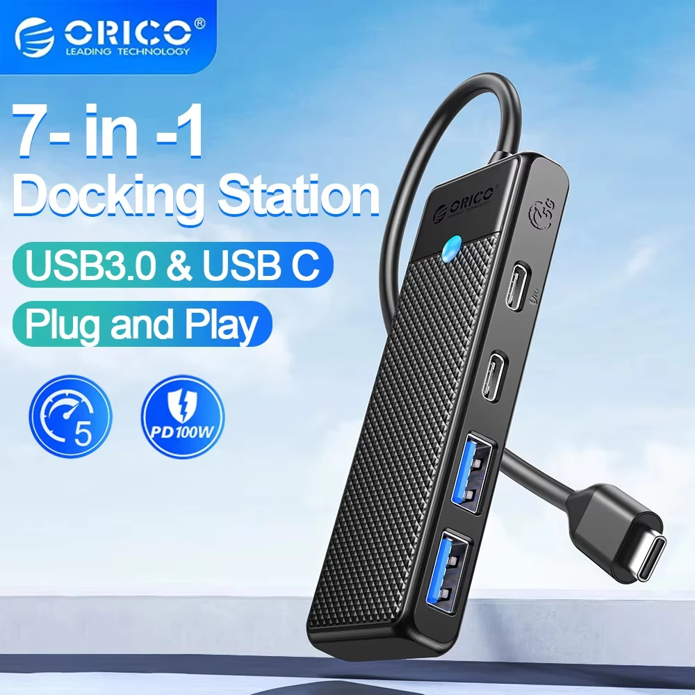 ORICO USB C Hub Type C To HDMI-compatible USB3.0 Adapter PD100W Card Read Ethernet Port Docking Station for MacBook USB Splitter