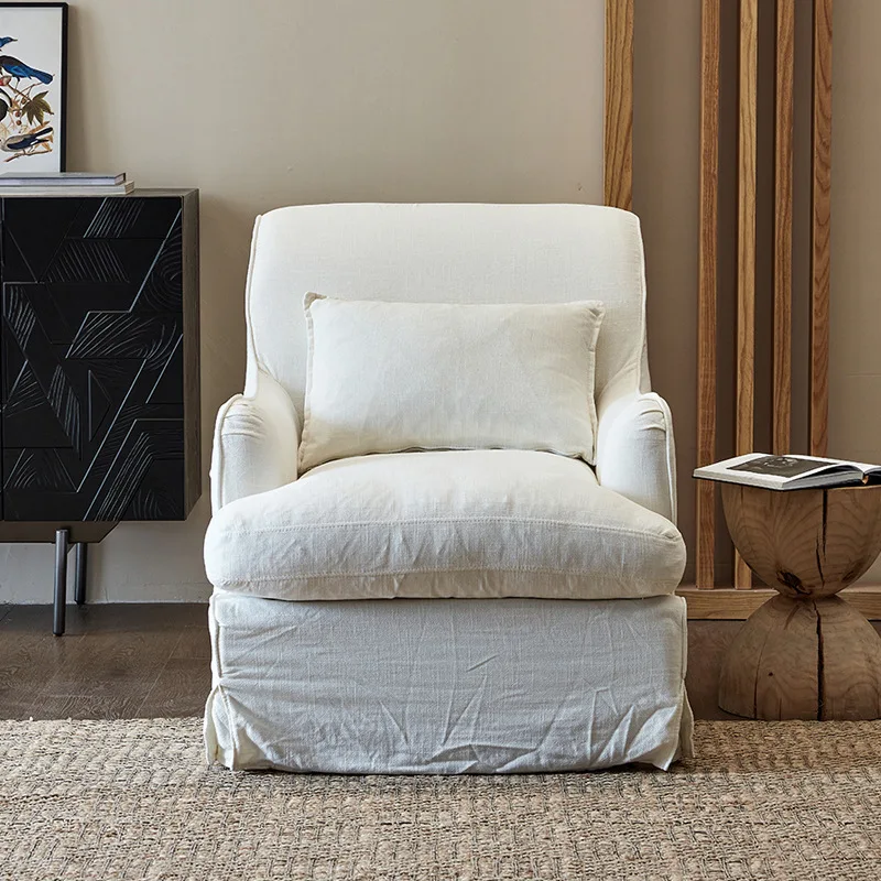 Factory Direct 2026 Wabi Sabi Wind Linen Fabric Sofa Removable and Washable Apartment Living Room Leisure Single Triple